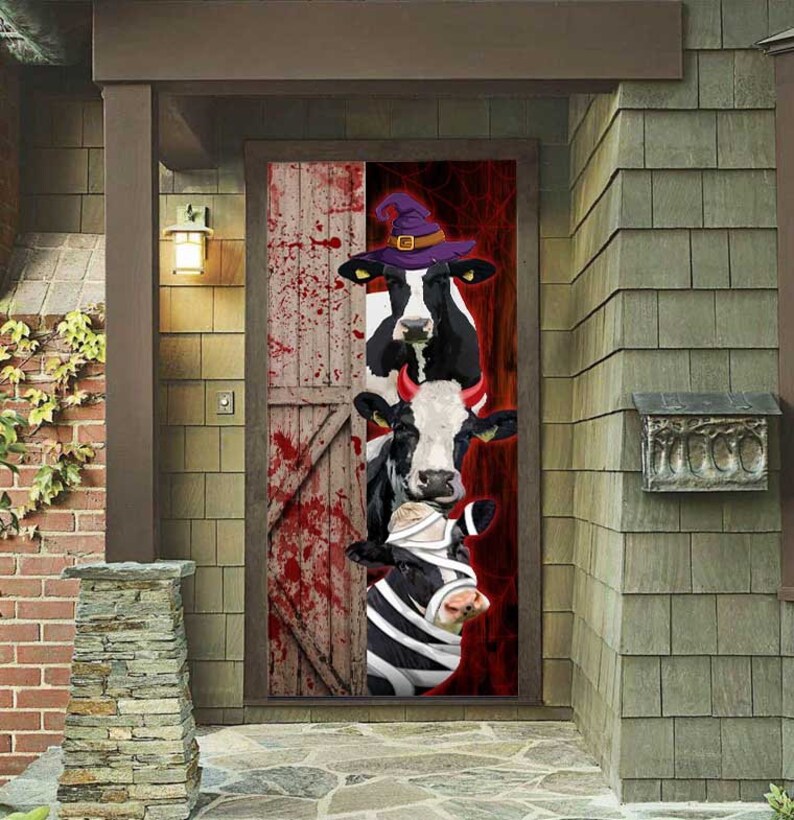 Dairy Cow Halloween Door Cover Happy Halloween Cow Door Etsy