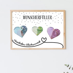 PDF - Geldgeschenk Geburtstag Geburtstagswünsche Performer Graduation Luftballons Herzen Download zum Ausdrucken Bilder 18 19 25 30 40 50 60