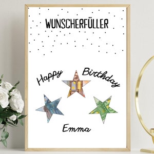 PDF Geldgeschenk Geburtstag Luftballons Wunscherfüller Geburtstagskarte Download Ausdruck Birthday Bild 18 25 30 40 50 60 personalisiert
