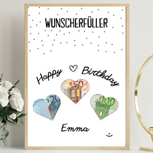 PDF Geldgeschenk Geburtstag Luftballons Wunscherfüller Geburtstagskarte Download Ausdruck Birthday Bild 18 20 25 30 40 50 60 personalisiert