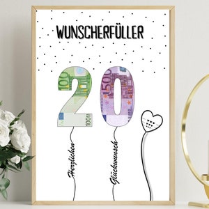 Geldgeschenk 20ter 20 Geburtstag Geburtstagskarte herzlichen Glückwunsch Geschenk Teenager 19 20 21 Last Minute Mädchen Junge Happy Birthday