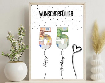 PDF - Impressão automática Geldgeschenk 55. Geburtstag Geburtstagsgeschenk Geschenkidee Feliz Aniversário 55 Geburtstag Geschenk zum 55. Geburtstag