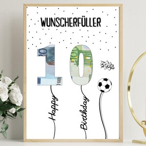 Geldgeschenk 10 Geburtstag KinderGeburtstag Geburtstagskarte herzlichen Glückwunsch Fußball Geschenk Fußballfan FC Bayern BVB HSV VfB pdf