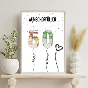 PDF - Impressão automática Geldgeschenk 50. Geburtstag Geburtstagsgeschenk Geschenkidee Feliz Aniversário 50 Geburtstag Geschenk zum 50. Geburtstag imagem 1