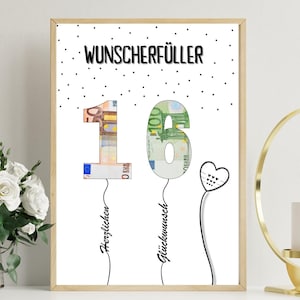 Geldgeschenk 16ter 16 Geburtstag Geburtstagskarte herzlichen Glückwunsch Geschenk Adolescente 13 14 15 16 Última hora Mädchen Junge Happy Birt