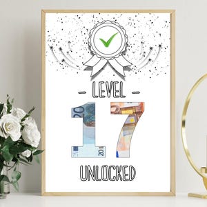 PDF - Self Print Geldgeschenk 17. Geburtstag Geburtstagsgeschenk Geschenkidee Happy Birthday 17 Geburtstag Geschenk zum 17. Geburtstag