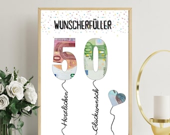 PDF - Self Print Geldgeschenk 50. Geburtstag Geburtstagsgeschenk Geschenkidee Happy Birthday 50 Geburtstag Geschenk zum 50. Geburtstag 4 PDF