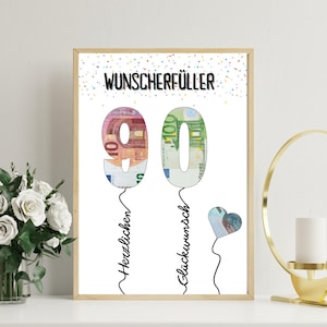 PDF - Self Print Geldgeschenk 90. Geburtstag Geburtstagsgeschenk Geschenkidee Happy Birthday 90 Geburtstag Geschenk zum 90. Geburtstag 4 PDF image 1