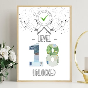 PDF - Self Print Geldgeschenk 18. Geburtstag Geburtstagsgeschenk Geschenkidee Happy Birthday 18 Geburtstag Geschenk zum 18. Geburtstag