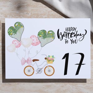Regalo de dinero para tu 17.º cumpleaños, tarjeta de regalo de cumpleaños, lista para imprimir, el mejor regalo de último minuto, tarjeta de felicitación, PDF, A4