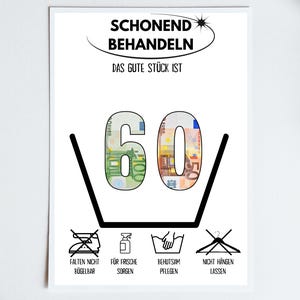 Geldgeschenk zum 60 Geburtstag | A4 | Das gute Stück ist 60 | Geld kreativ verschenken | Last-Minute Geschenk zum Selbstdrucken | PDF