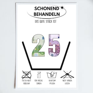 La bonne pièce est 25 | A4 | de voeux drôle | cadeau en argent pour 25 ans | cadeau de dernière minute à imprimer | PDF
