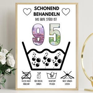 Geldgeschenk zum 95 Geburtstag | A4 | Geld kreativ verschenken | Das gute Stück ist 95 | Last-Minute Geschenk zum Selbstdrucken | PDF