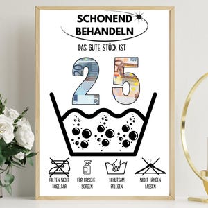 Geldcadeau voor een 25e verjaardag | A4 | grappige wenskaart | Het goede stuk is 25 | lastminutecadeau om zelf af te drukken | Pdf