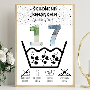 Geldgeschenk zum 17 Geburtstag | A4 | Glückwunschkarte lustig | Das gute Stück ist 17 | Last-Minute Geschenk zum Selbstdrucken | PDF