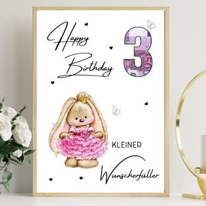 Geldcadeaukaart 3e verjaardag, uniek cadeau, gepersonaliseerd, doe-het-zelf, geld verjaardagscadeaus, digitale Canva-sjabloon, last-min pdf origineel geldcadeau