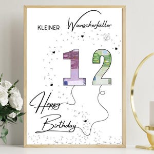 Geldgeschenk Geburtstag | A4 | Wunscherfüller | Geld kreativ verschenken | 12. Geburtstag | Last-Minute Geschenk zum Selbstdrucken | PDF