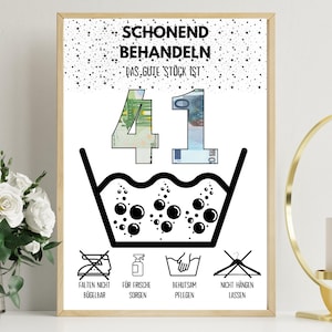 Geldgeschenk zum 41 Geburtstag | A4 | Glückwunschkarte lustig | Das gute Stück ist 41 | Last-Minute Geschenk zum Selbstdrucken | PDF