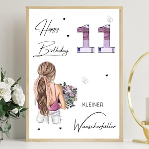 PDF - Self Print Geldgeschenk 11. Geburtstag Geburtstagsgeschenk Geschenkidee Happy Birthday 11 Geburtstag Geschenk zum 11. Geburtstag