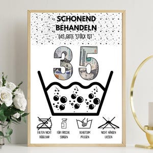 Geldgeschenk zum 35 Geburtstag | A4 | Glückwunschkarte lustig | Das gute Stück ist 35 | Last-Minute Geschenk zum Selbstdrucken | PDF