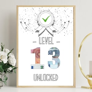 PDF - Self Print Geldgeschenk 13. Geburtstag Geburtstagsgeschenk Geschenkidee Happy Birthday 13 Geburtstag Geschenk zum 13. Geburtstag