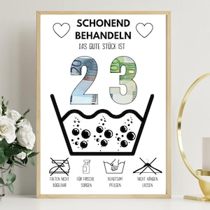 Geldgeschenk zum 23 Geburtstag | A4 | Glückwunschkarte lustig | Das gute Stück ist 23 | Last-Minute Geschenk zum Selbstdrucken | PDF