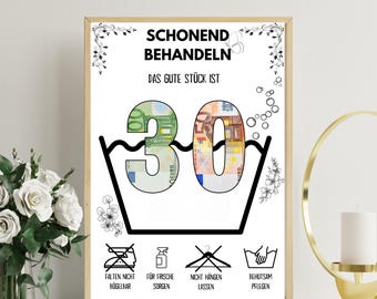 Geldgeschenk zum 30 Geburtstag | A4 | Glückwunschkarte lustig | Das gute Stück ist 30 | Last-Minute Geschenk zum Selbstdrucken | PDF
