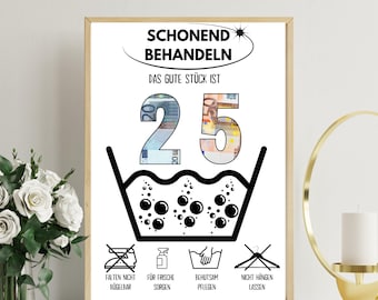 Money gift for a 25th birthday | A4 | greeting card funny | The good piece is 25 | last-minute gift to print yourself | PDF