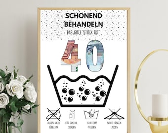 Money gift for a 40th birthday | A4 | Greeting card funny | The good piece is 40 | Last-minute gift to print yourself | PDF