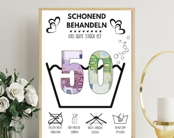 Geldgeschenk zum 50. Geburtstag | A4 | Geburtstagskarte für einen Freund | Die große 50 | Last-Minute-Geschenk zum Selbstausdrucken | PDF