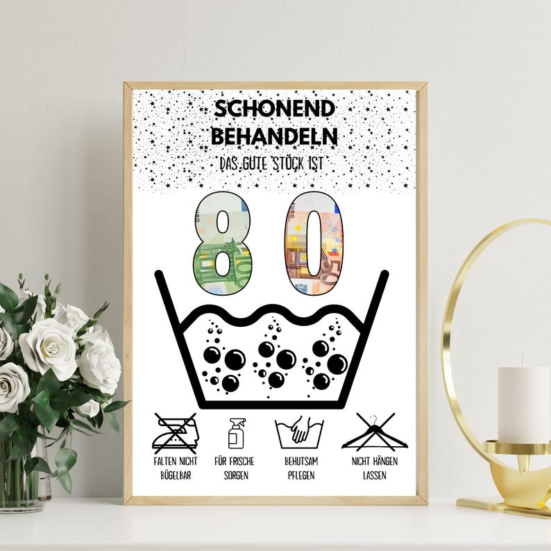 Geldgeschenk zum 80 Geburtstag | A4 | Geld kreativ verschenken | Das gute Stuk is 80 | Last-Minute-cadeau voor cadeaus | Pdf afbeelding 1