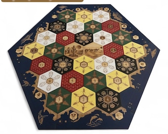 Handcrafted Wooden Catan Board | 2–6 Players | Custom Solid Wood Settlers Inspired Game Board