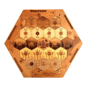 Handcrafted Wooden Catan-Inspired Game Board | 2-4 Player | Free Personalization | Eco-Friendly Gift for Friend and Board Game Lover