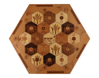 Handcrafted Wooden Catan-Inspired Game Board | 2-4 Player | Personalized & Eco-Friendly Gift