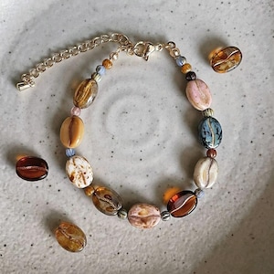 Koffieboon armband cadeau voor koffieliefhebber cadeau tsjechische glas armband vintage koffie sieraden handgemaakte koffieboon armband cadeau koffieboon