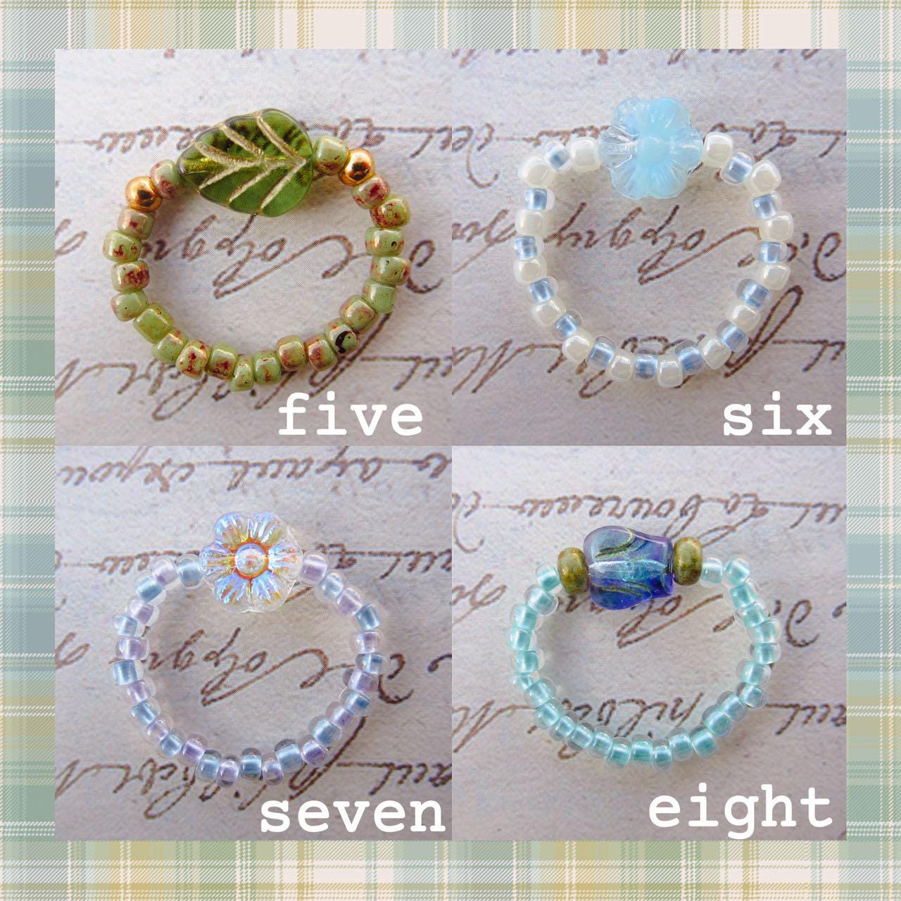 Seed Rings Handmade Czech Glass Seed Bead Rings With Nature Inspired Crystal ...