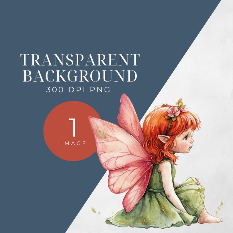 Whimsical Pixie Watercolor Clipart – SINGLE IMAGE – Fairy Tale Fantasy ...