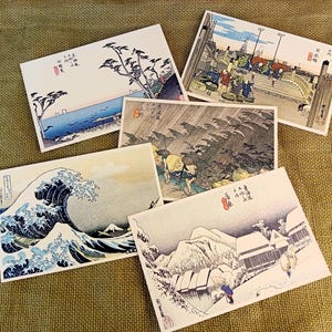 Set di cartoline vintage Ukiyo-e - Stampe d'arte giapponesi del periodo Edo, Hokusai, Hiroshige