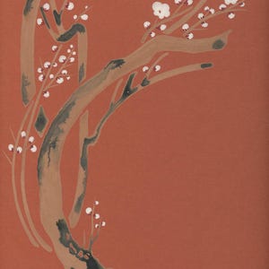 Vintage Sumi-e on Shikishi, Original Ink Painting, Japanese Minimalism Art,  Asian Wall Hanging, Authentic Handmade Artwork, Unique design
