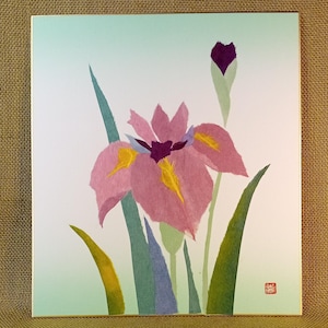 Vintage Painting on Shikishi, Original, Mixed Technique, Japanese Minimalism Art,  Asian Wall Hanging, Authentic Handmade Artwork