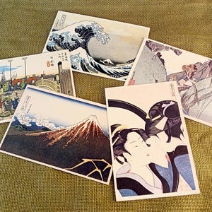 Vintage Ukiyo-e Postkarten-Set - Edo-Periode Japanische Kunstdrucke, Hokusai, Hiroshige