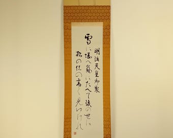 Vintage Japanese Ink Calligraphy Scroll, Authentic artwork, Kakejiku, Kakemono, Wall Hanging, Zen, Kanji, Asian Meditation Art, #614