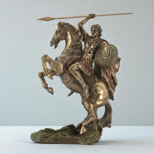 Alexander on Horse, 31 cm / 12.2 inches, Greek Macedonian King Statue, Cold Cast Bronze