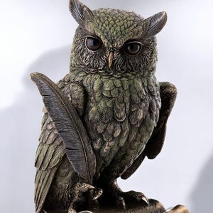 Owl of Athena Statue: Cold Cast Bronze Greek Mythology Decor