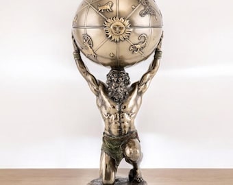 Atlas Titan Statue, 32 cm/ 12.6 in, Greek Mythology, Bust Sculpture, Trinket Box