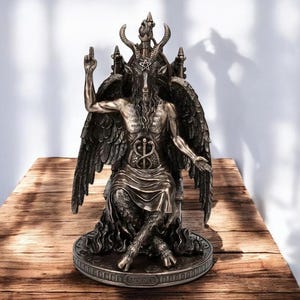 Baphomet Satan with the head of a Goat Statue, 24 cm / 9.4 inches, Cold Cast Bronze, Demon Bust Sculpture
