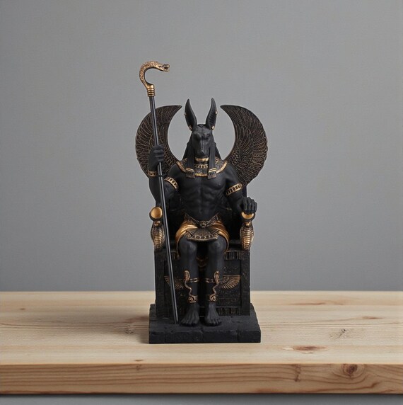 Anubis Statue: Cold Cast Bronze Egyptian God Figurine, 9 Inches