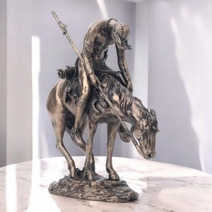 End of the Trail Statue: Cold Cast Bronze Sculpture, Bookshelf Decor