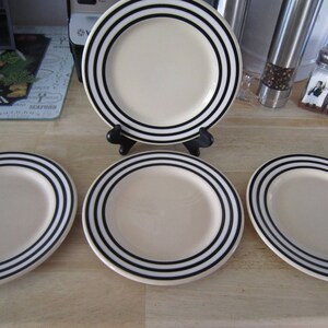 Syracuse China Adobe Ware Art Deco Black Stripe Dessert Plates