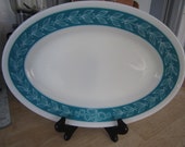 Pyrex Autumn Bands Turquoise Blue Laurel Vine Platter Tableware by Corning 793-32